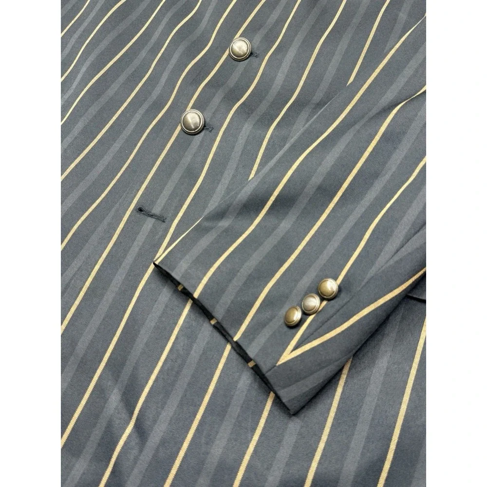 Vittorio St Angelo Men's 46L Zoot Suit 40L Pants Gray Gold Stripe 2-Piece